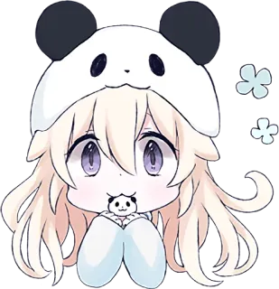 🐼 523039ab 动漫, 熊猫, 可爱, Q版, 卡哇伊, 女孩, 贴纸 telegram sticker