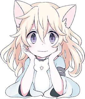 🙂 5915d7da 动漫, 猫, 耳朵, 可爱, 卡哇伊, 漫画 telegram sticker