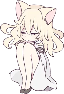😔 8e79f3d2 动漫, Q版, 猫娘, 兽耳, 悲伤, 可爱, 漫画 telegram sticker