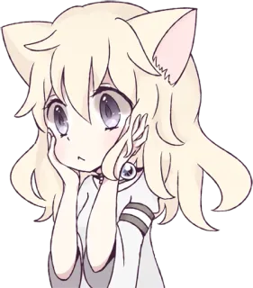 White Cat Girl :: @line_stickers telegram stickers
