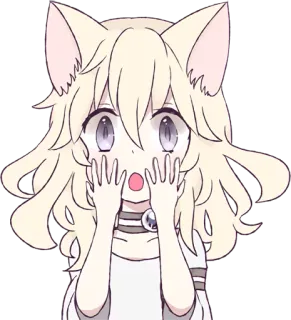 🙀 d394685d 猫娘, 动漫, 惊讶, 猫耳朵, 可爱 telegram sticker