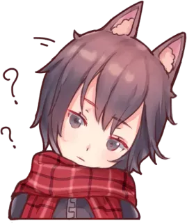 😕 05a1eb22 Anime, Signo de interrogación, Personaje, Orejas, Bufanda, Confundido, Ilustración whatsapp sticker