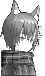 😶 1970c316 Anime, Manga, Kemonomimi, Catboy, Lindo, Bufanda, Escocés, Monocromo whatsapp sticker