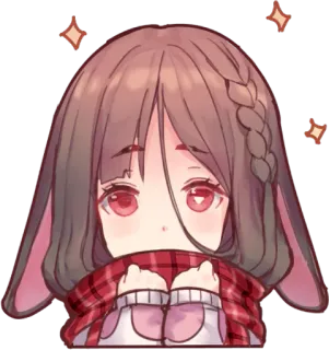 🤩 29aae383 anime, chica, bufanda, linda, orejas de conejo whatsapp sticker