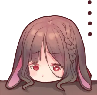 😞 3a0c2b4d Chica anime, Chibi, Lindo, Triste, Orejas de conejo, Trenza, Ojos rojos whatsapp sticker