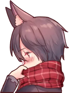 😳 552b7a52 Anime, Dibujos animados, Personaje, Bufanda, Orejas de lobo whatsapp sticker