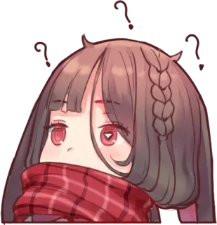 😕 62d362af Anime, Lindo, Chica, Signos de interrogación, Bufanda roja, Chica anime, Manga whatsapp sticker