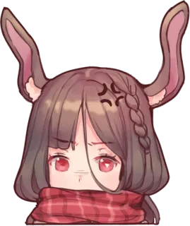 😤 e7ca3c84 anime, chica, enojada, dibujos animados, linda, orejas de conejo, bufanda roja whatsapp sticker