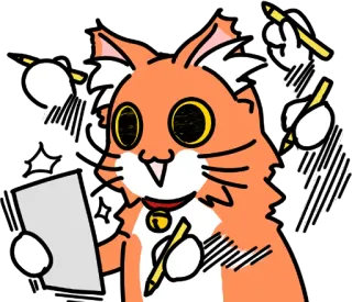 ✍️ 19b9a5c5 แมว, ดินสอ, กระดาษ, เขียน, วาด, ศิลปิน, การ์ตูน telegram sticker