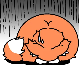 😓 5310c465 สุนัขจิ้งจอก, สัตว์, น่ารัก, การ์ตูน, สีส้ม, เศร้า, เหงื่อ telegram sticker