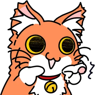 👍 8044290b แมว, ชี้, สัตว์, สติกเกอร์, สีส้ม, มีม telegram sticker