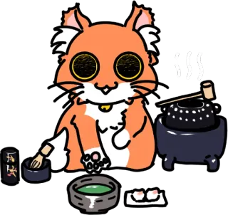 ☕ a5ad3400 แมว, พิธีชงชา, มัทฉะ, แบบดั้งเดิม, ญี่ปุ่น, น่ารัก, คาวาอิ telegram sticker