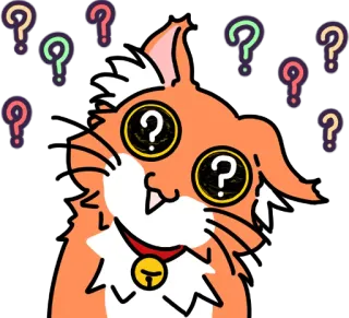 🤨 eefd1a56 แมว, เครื่องหมายคำถาม, สับสน, สัตว์เลี้ยง, สัตว์, แมวส้ม telegram sticker