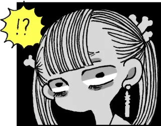 ⁉ e23cb310 !? anime, garota, pergunta, exclamação, rabinhos whatsapp sticker