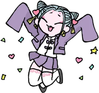 🙌 e29cccab fofo, kawaii, menina, anime, pulo, corações, confete whatsapp sticker