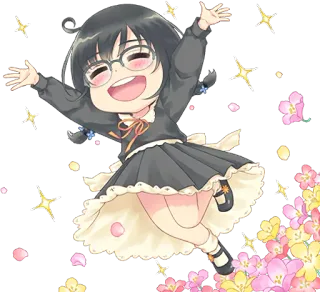 ☺️ 282ba0b6 アニメ, ちび, かわいい, 花, かわいい telegram sticker
