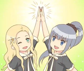 🙌 61494f09 アニメの女の子, ハイタッチ, 友情, 漫画, かわいい, ちび telegram sticker