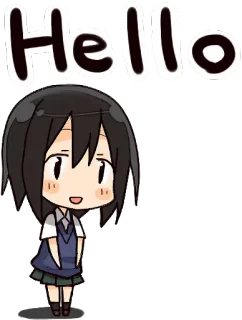 👋 d2b6a400 Hello bonjour, animé, salutation, dessin animé, mignon, fille telegram sticker