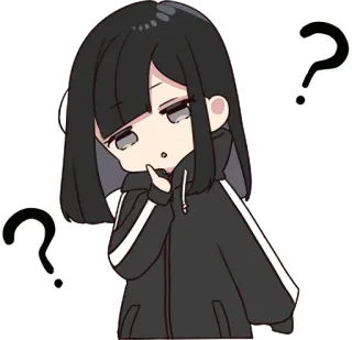 ❓ ee10486a 动漫女孩, 问号, 思考, 困惑, 漫画, 卡通, 贴纸 telegram sticker