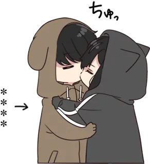 😘 2eb7e790 ちゅっ 亲亲, 拥抱, 爱, 喜爱, 动漫, Q版 whatsapp sticker