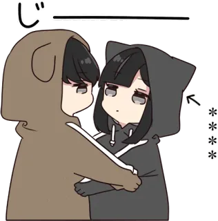 🤩 56cad3b5 じー 动漫, 拥抱, 可爱, 情侣, 卫衣, 狗, 猫 whatsapp sticker