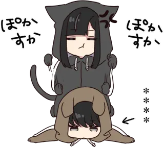 😡 87982cfb ぽかすか 生气, Q版, 猫, 狗, 可爱, 动漫 whatsapp sticker