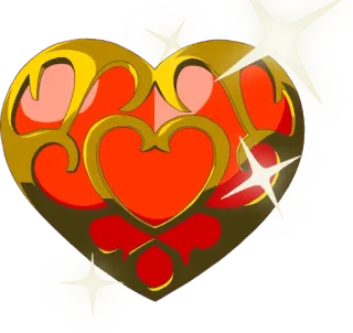 ❤️ 6d92bb64 corazón, oro, rojo, brillante, dibujos animados, ornamentado telegram sticker