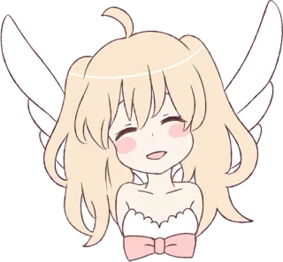 😄 2548f5ed 천사, 애니메이션, 귀여운, 카와이, 날개, 일러스트 telegram sticker