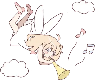 🎺 f1cb6a59 천사, 음악, 트럼펫, 구름, 카와이, 만화, 판타지 telegram sticker