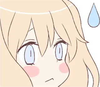 😥 f505082d 애니메이션, 소녀, 금발, 땀, 표정, 긴장 telegram sticker