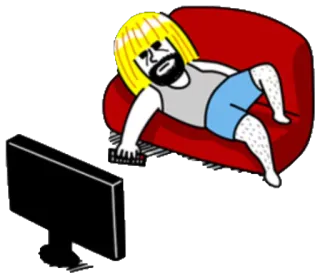 😪 7fa04da6 đàn ông, ghế sofa, ti vi, thư giãn, xem tv telegram sticker