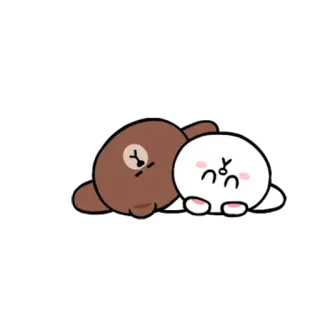 💤 f3950f1d Ours brun, Personnage rond blanc, Mignon, Dessin animé, Endormi, Kawaii, Personnage de dessin animé, Autocollant telegram sticker