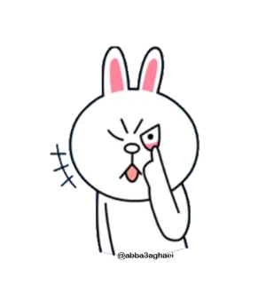 😝 76707ab4 conejo, animal, dibujos animados, personaje, pegatina, dedo corazón telegram sticker