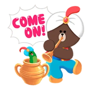 ⚱ 834f600d COME ON! медведь, давай, мультфильм, чалман, труба, милый whatsapp sticker