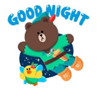 🌙 d93d9b13 Brown медведь, птица, мультфильм, персонаж, милый, фэнтези, каваи whatsapp sticker