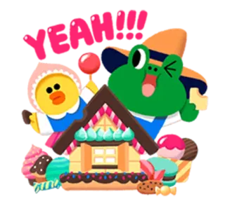 😜 ef84e657 стикер, мультфильм, еда, конфеты, десерт, пряничный домик whatsapp sticker