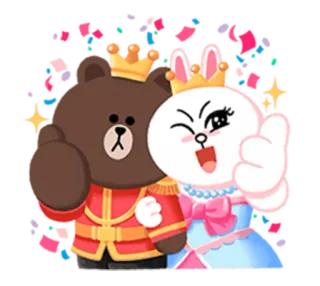 👫 fd87882e Brown персонаж, милый, стикер, мультфильм, смешной, животное, кролик, медведь, Line Friends whatsapp sticker