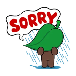 😣 11ad1856 SORRY xin lỗi, rất tiếc, lá cây, dễ thương, hoạt hình telegram sticker