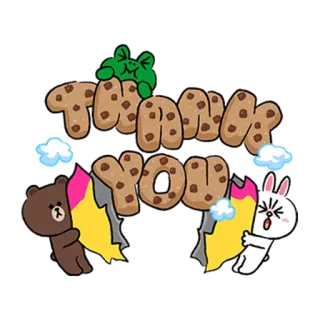 🙏 effae323 THANK YOU cảm ơn, nâu, conny, line friends, sticker, bánh quy telegram sticker