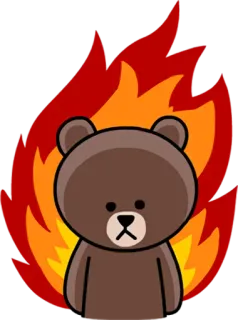😶 1f01e491 Bear fuoco, orso, fiamme, cartoni animati whatsapp sticker