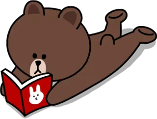 🤓 9d6686dd Brown Bear orso, leggere, libro, carino, animale, cartone animato whatsapp sticker