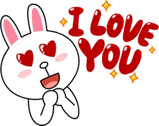 😍 e5357c3b I LOVE YOU amore, coniglio, coniglio, occhi a cuore, carino whatsapp sticker