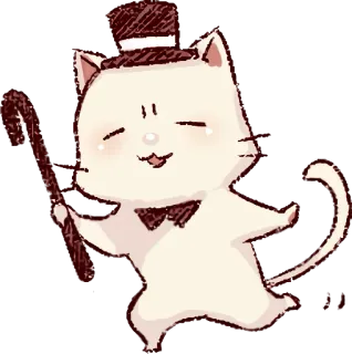 ☺️ 6ac0e6bd kat, dier, hoge hoed, vlinderdas, schattig, sticker telegram sticker