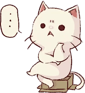 😐 8b053377 ... kat, denkend, schattig, cartoon, dier, doos, vraag telegram sticker