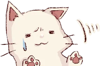 😰 9f25ba26 mmm kat, schattig, verdrietig, huilend, witte kat telegram sticker