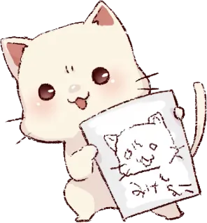 😊 d4b1553b みけねこ kat, tekening, dier, kawaii, schattig, illustratie telegram sticker