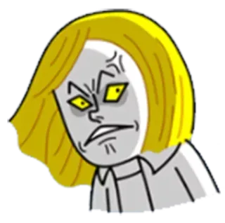 😐 177c6b97 怒り, 漫画, 顔, 表情, 金髪, イライラ telegram sticker