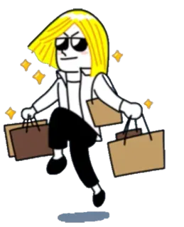 🛍 5b89f857 ショッピング, 漫画, キャラクター, ファッション, バッグ, サングラス telegram sticker