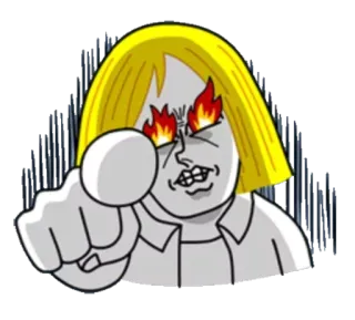 😡 a493c0d9 怒り, イライラ, 漫画, 指差し, 炎の目, 感情, イラスト telegram sticker