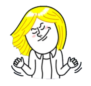 😌 b8983bed アニメ, 人, 金髪, 肩をすくめる, 無関心 telegram sticker